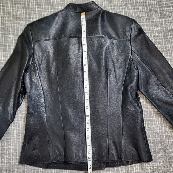 INC Intl Moto Jacket Leather Double Breasted Black Distressed VTG Women's S - Picture 12 of 16